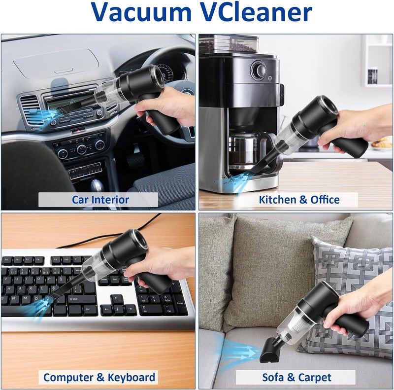 Honlibey 8Kpa Mini Handheld Vacuum Cleaner,120W High Power Cordless Car Vacuum, 2 in 1 Keyboard Vacuum & Air Duster with LED Light & Multi-Nozzles for Car, Computer, Sewing Machine - Image 5